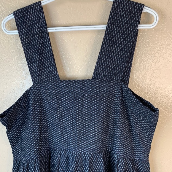 Handmade Retro Cottagecore Navy Blue Caterpillar Pinafore Midi Dress L - Picture 7 of 11